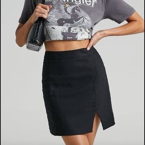 Black denim stretchy showpo skirt